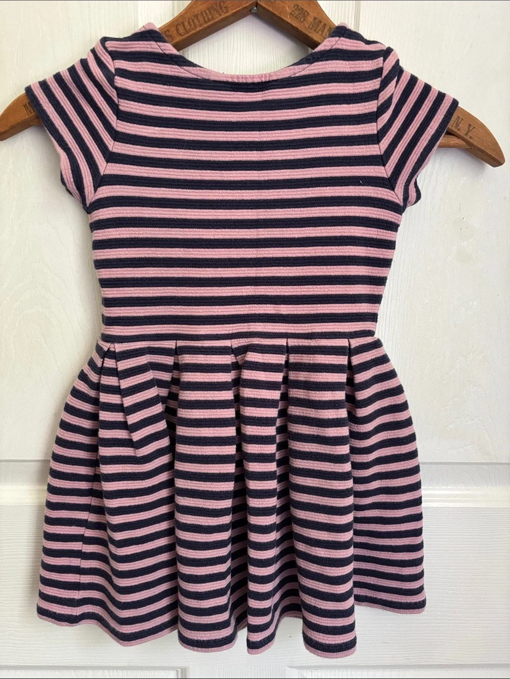 Polo by Ralph Lauren Pink & Navy Striped Girls Dress Size 5 Cotton blend preppy